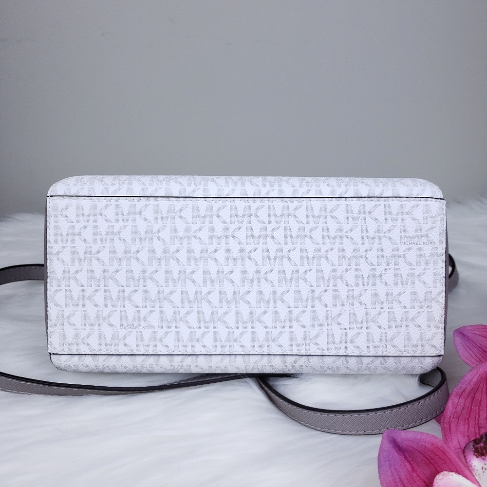 🌺NWT Michael Kors MD Ciara Satchel bag white grey - Picture 4 of 8